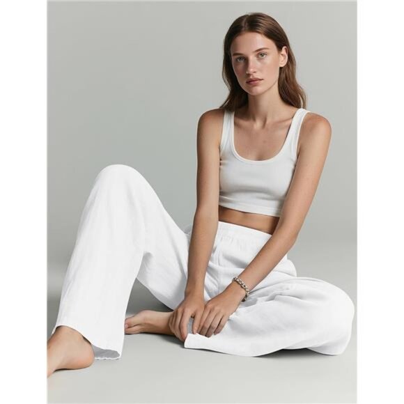 Linen Pants Women Wide Leg White - Picture 6 of 6